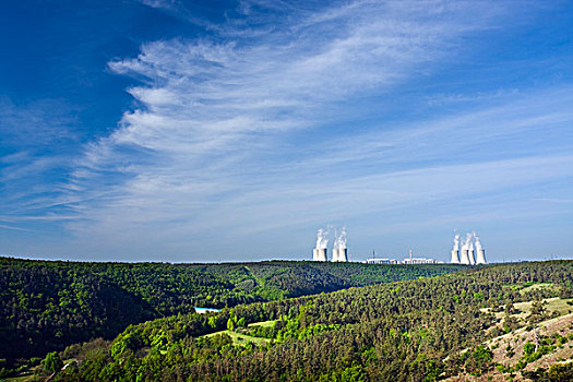 核电站,蜿蜒,草原,地区,区域,捷克共和国,欧洲