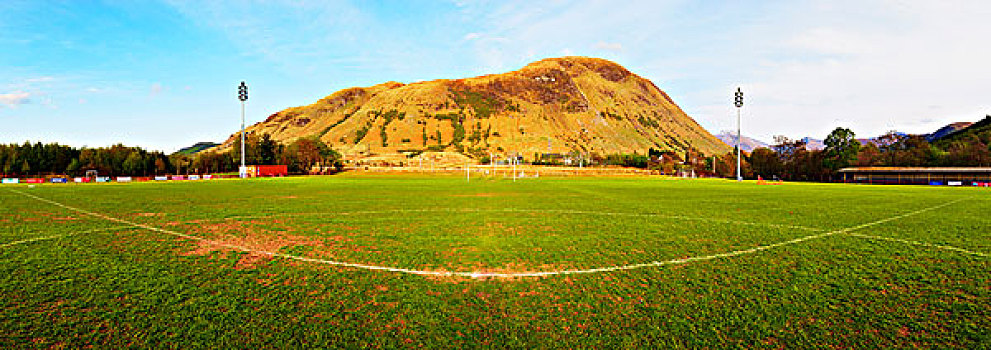 足球场,山,背景,公园,堡垒,高原地区,苏格兰,英国
