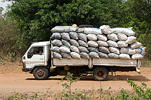 卡车,满载,包,玉米食品,莫桑比克