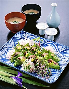 生食,鲣,切片,紫苏,日本