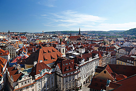 风景,老市政厅,塔,历史,中心,布拉格,捷克共和国,欧洲