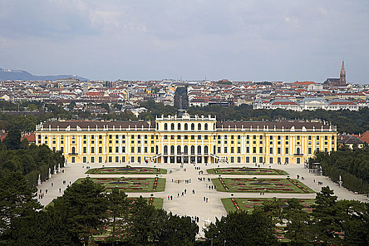 俯拍,宫殿,美泉宫,维也纳,奥地利