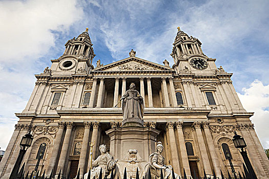 英国,伦敦,圣保罗大教堂,女王,雕塑