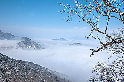 四川大邑县西岭雪山俯瞰观景台远眺西岭群山