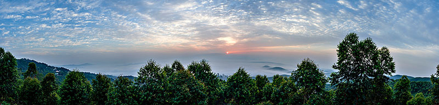 春天山野雾景