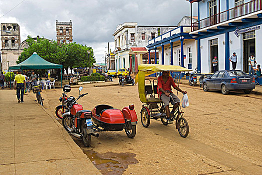 街景,广场,马蒂,彩色,殖民地,房子,巴拉科阿,关塔那摩,省,古巴