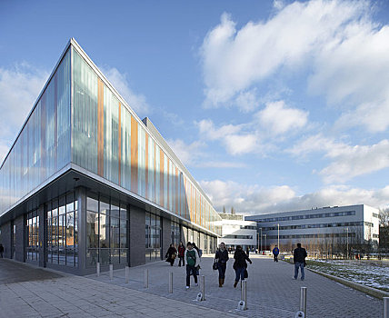 新,大学,伊普斯维奇,英国,2009年,外景,建筑,展示,角度,线条,玻璃幕墙