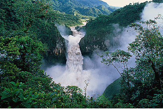 瀑布,安迪斯山脉,厄瓜多尔