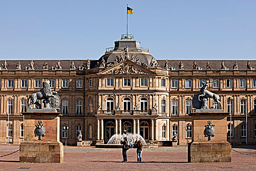 城堡,新宫,斯图加特,巴登符腾堡,德国,欧洲