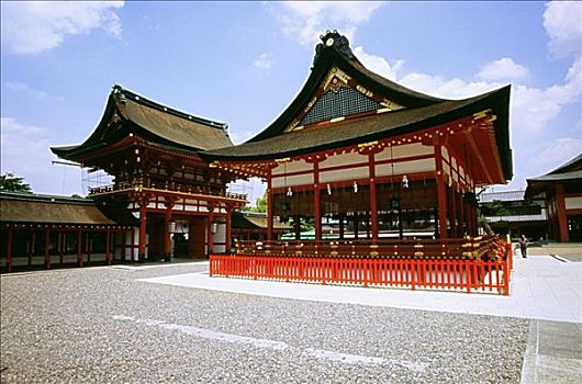 站立,男人,庙宇,京都,日本