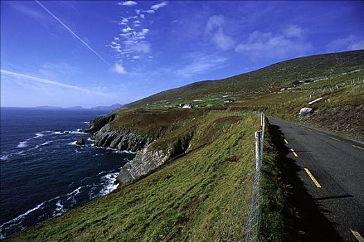 道路,风景,海岸线,爱尔兰