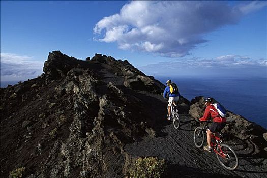 山地车手,火山,帕尔玛,加纳利群岛,西班牙