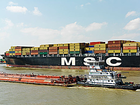 集装箱船,河,密西西比河,新奥尔良,路易斯安那,美国