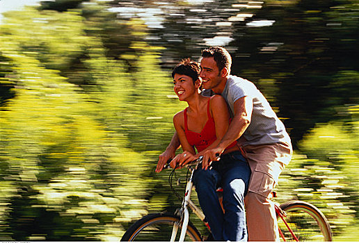 伴侣,骑自行车,公园