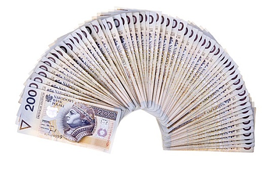 波兰,货币,两个,100,隔绝,白色背景,背景