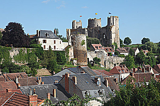 法国,奥弗涅,城堡,中世纪城市