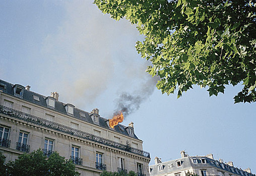 火,屋顶,巴黎,法国