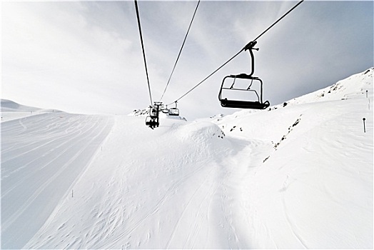 滑雪缆车,山,区域,法国