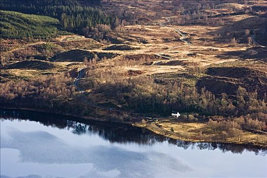 屋舍,洛蒙德湖,特罗萨克斯山,国家公园,苏格兰