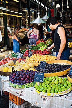 希腊,西瓜,果蔬,出售,市场,塞萨洛尼基,新鲜,无花果