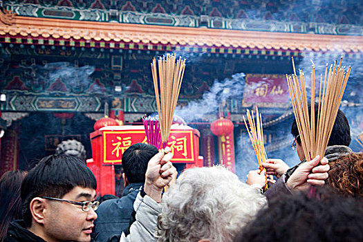 拥挤,春节,黃大仙祠,香港