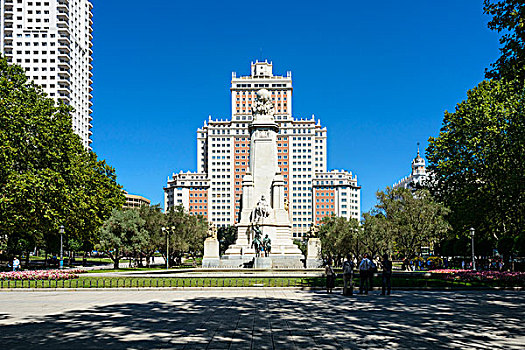 欧洲,西班牙,马德里,西班牙广场,爱德菲斯,中心,后面,建筑师
