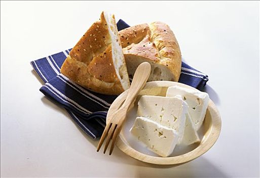 羊奶干酪,碗,扁平面包