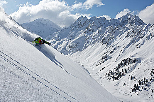 男人,野外雪道,滑雪,奥地利