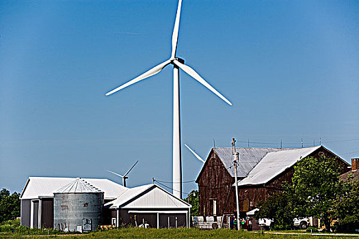 农场,风轮机,安大略省,加拿大,风能,替代能源