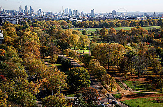 航拍,俯视,海德公园,伦敦西区,城市,伦敦,英国
