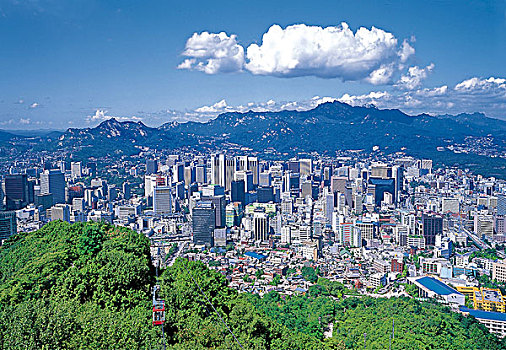 俯拍,建筑,城市,首尔,韩国
