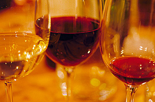 玻璃杯,红色,白色,葡萄酒