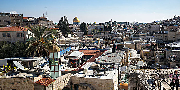风景,老城,圆顶清真寺,背景,耶路撒冷,以色列
