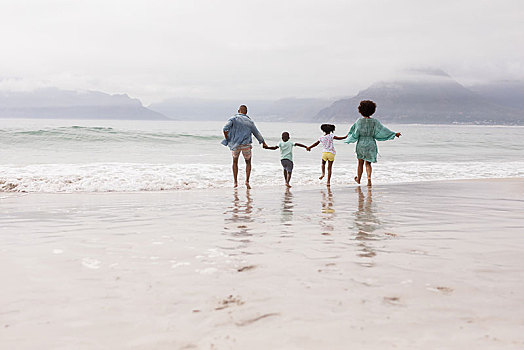家庭,乐趣,一起,海滩