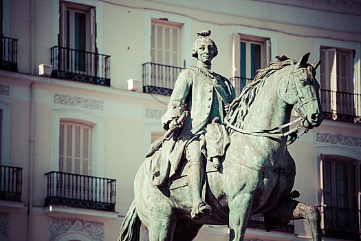 国王,骑马雕像,著名,标识,大门,太阳,广场,桥,马德里,西班牙