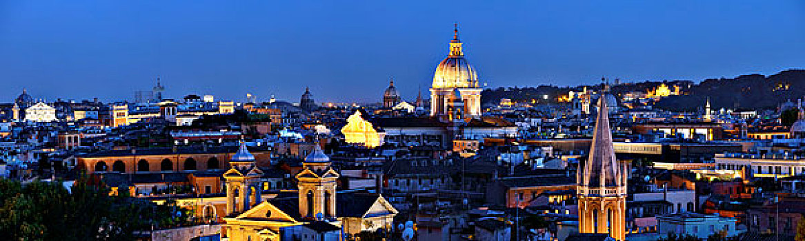 罗马,屋顶,风景,天际线,古代建筑,意大利,夜晚