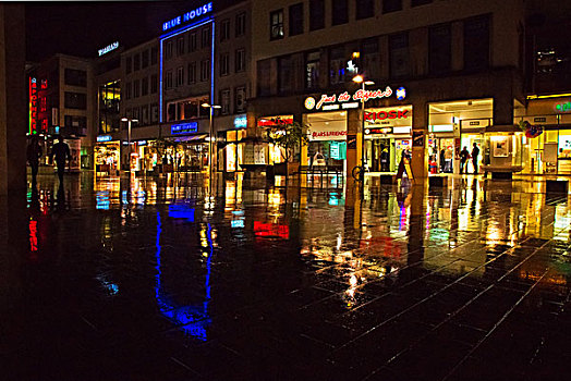 老城,汉诺威,夜晚,雨,天气