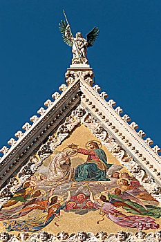 山墙,建筑,大教堂,锡耶纳,中央教堂,镶嵌图案,托斯卡纳,意大利,欧洲