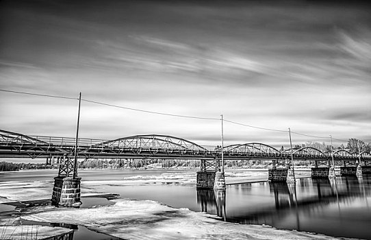 桥,上方,河,瑞典