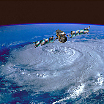 天气,监测,卫星,轨道运行,上方,飓风