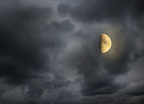 月亮,夜晚,阴天