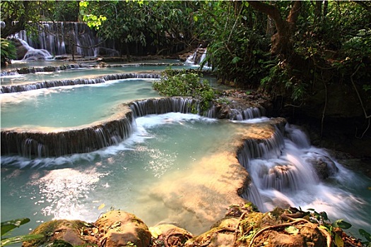 琅勃拉邦,瀑布,老挝