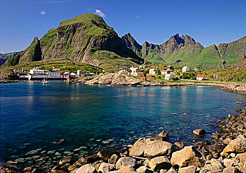 乡村,正面,罗弗敦群岛,挪威,斯堪的纳维亚,欧洲
