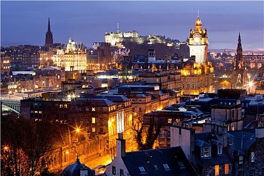 爱丁堡,天际线,建筑,城堡,苏格兰