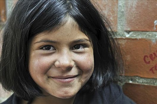 一个,女孩,肖像,9岁,贫民窟,哥伦比亚