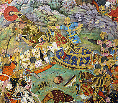 微型,绘画,攻击,莫卧尔王朝,印度,艺术家