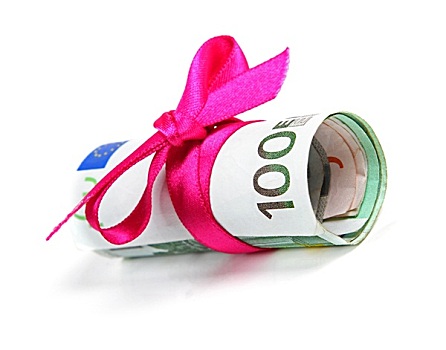 欧元,钱,礼物,粉色,丝带