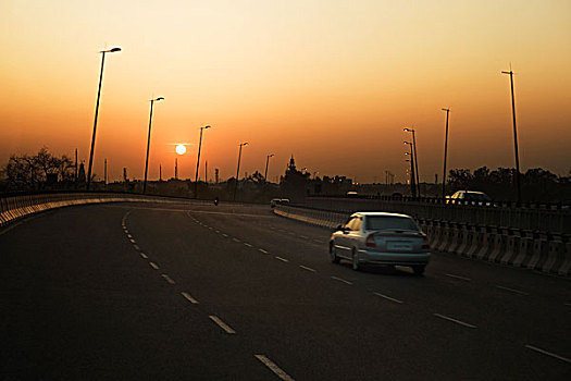 交通,公路,黄昏,国家,印度