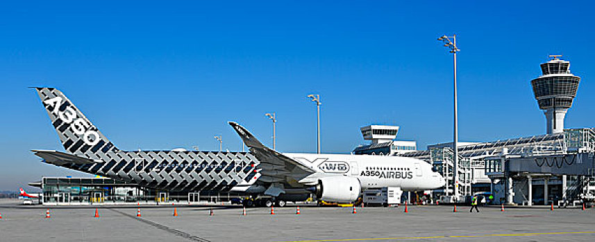 空中客车,位置,1号航站楼,塔,慕尼黑,机场,上巴伐利亚,巴伐利亚,德国,欧洲
