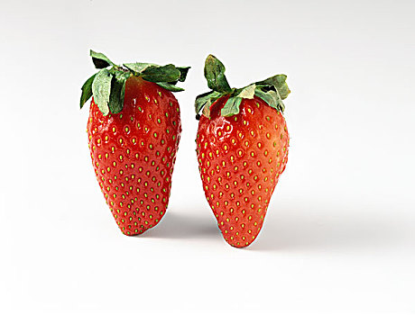 两个,新鲜,草莓,特写